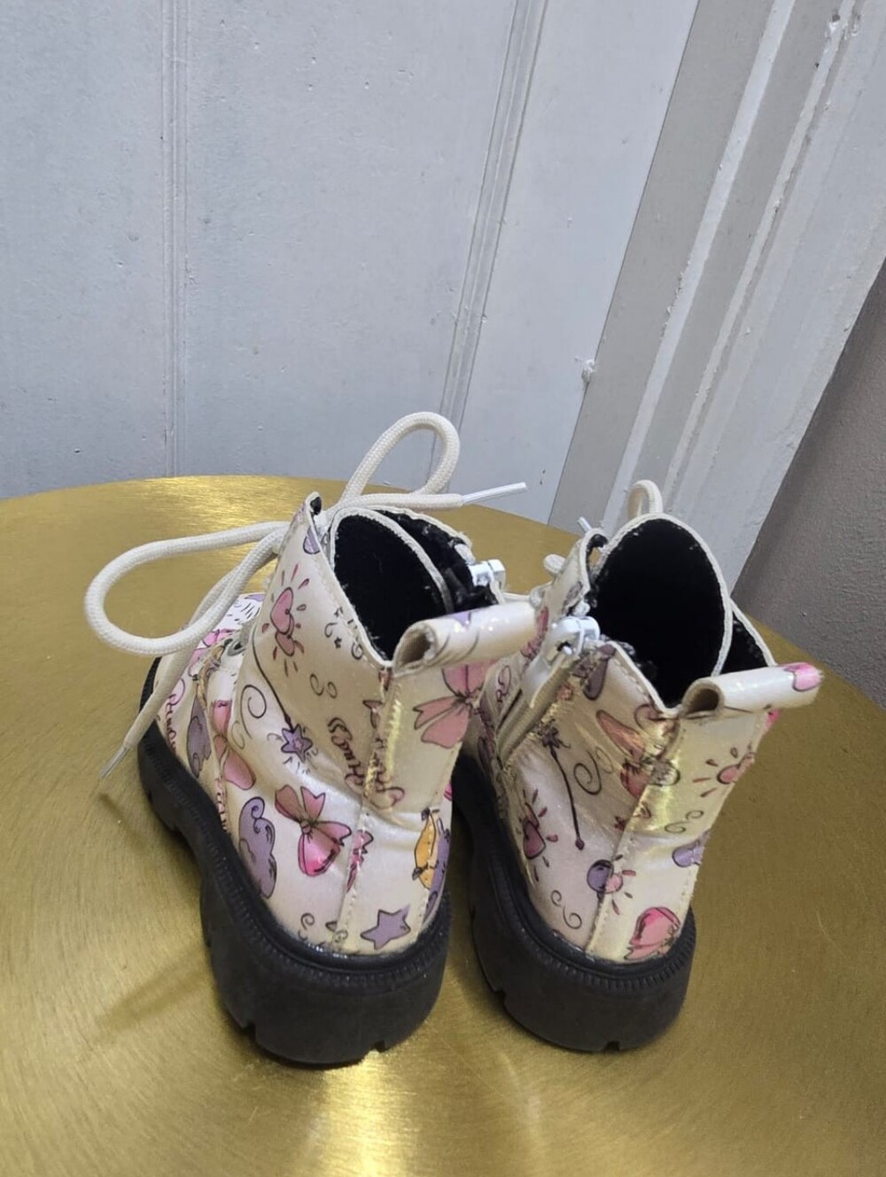 Sparkly ow Glitter Ankle Boots for Girl's - lace- up & Side Zip Size 23 - Picture 2 of 7